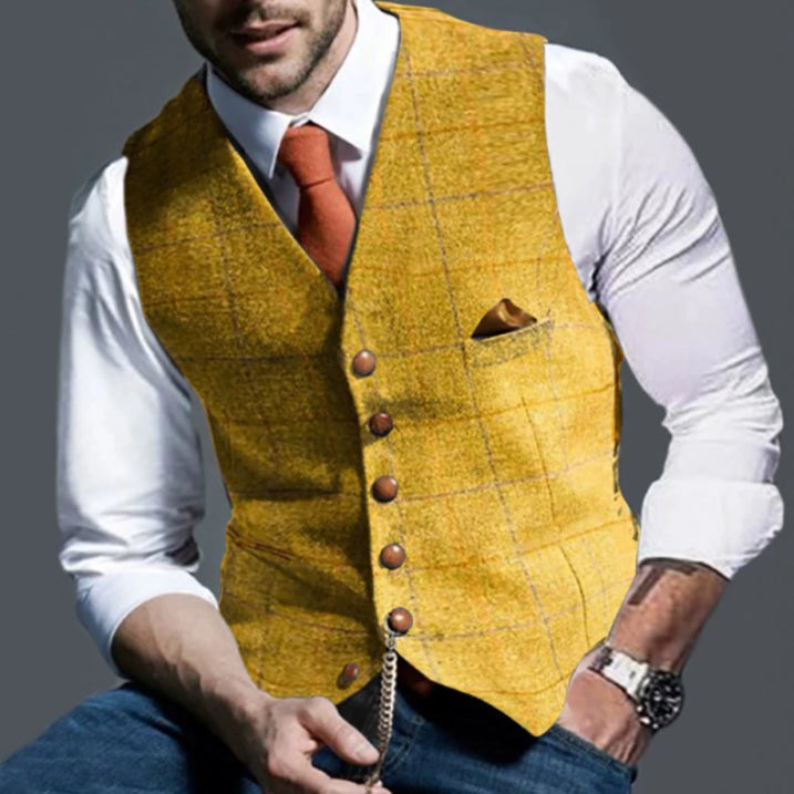 Elegante chaleco a cuadros con botones