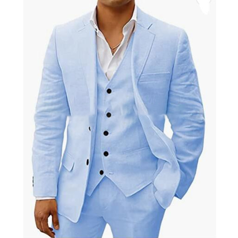 Hombres 3 Piezas Traje De Verano De Invitados De Boda Set | Ligero