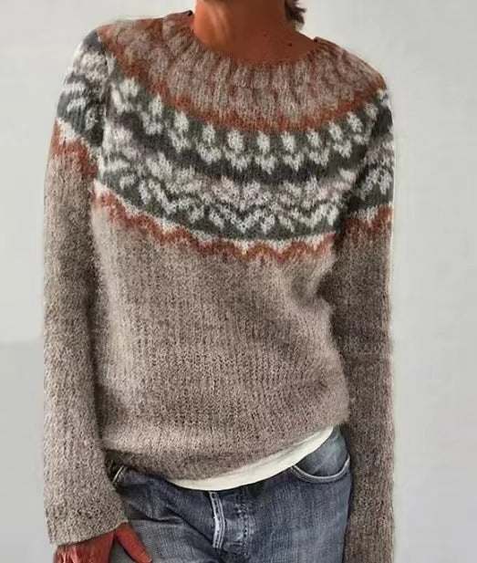 Jersey De Punto Vintage Para Mujer | Cuello Redondo