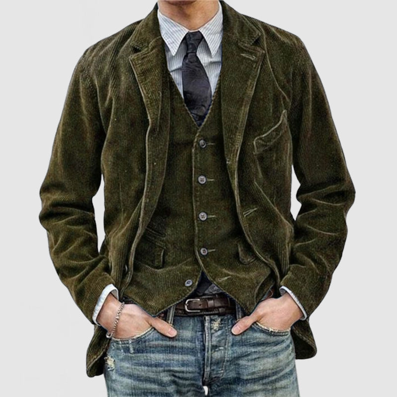 Conjunto De Abrigo Y Chaleco Para Hombre | Cierre Con Botones