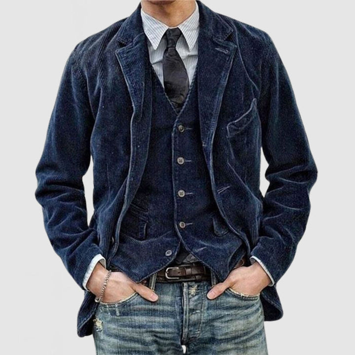 Conjunto De Abrigo Y Chaleco Para Hombre | Cierre Con Botones