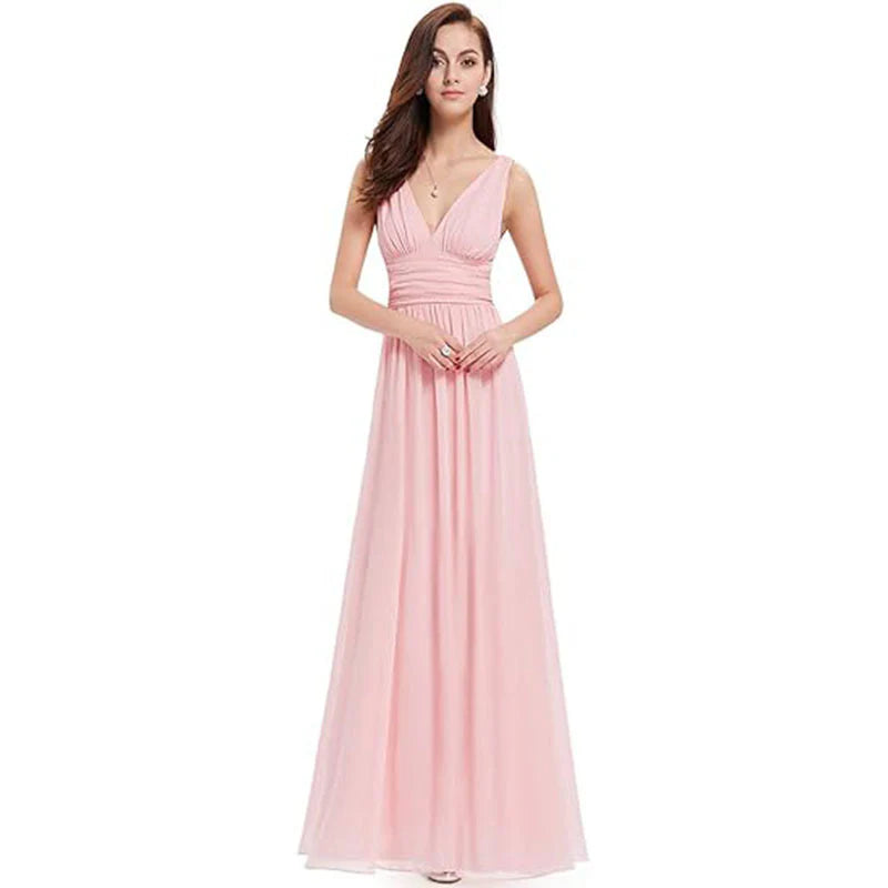Vestido De Noche Plisado Sin Mangas Para Mujer | Maxi