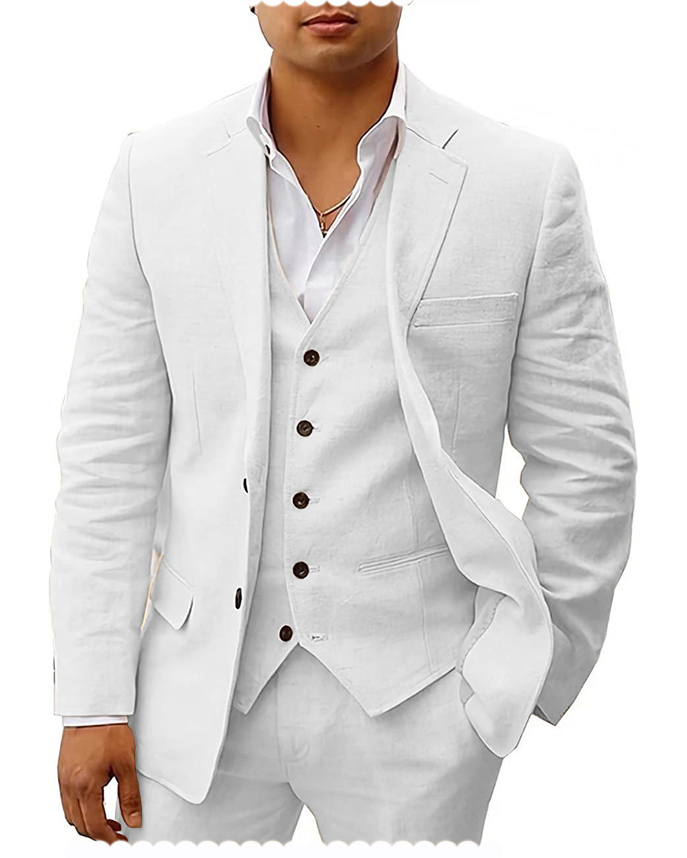 Hombres 3 Piezas Traje De Verano De Invitados De Boda Set | Ligero