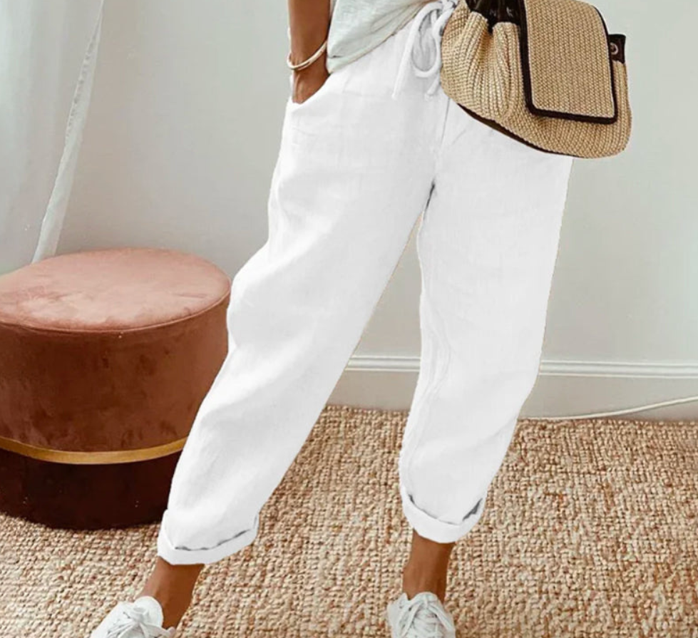 Pantalones Casuales Con Dobladillo Enrollado Para Mujer | Verano