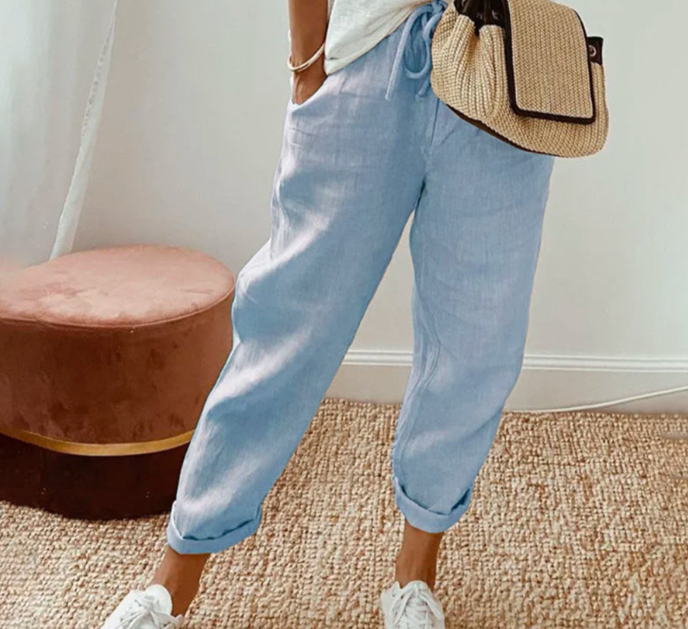Pantalones Casuales Con Dobladillo Enrollado Para Mujer | Verano