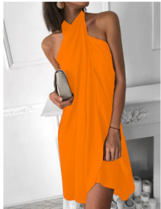 Vestido Elegante Sin Mangas Con Cuello Halter Para Mujer | Mini