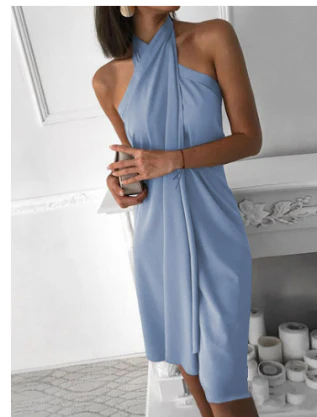Vestido Elegante Sin Mangas Con Cuello Halter Para Mujer | Mini