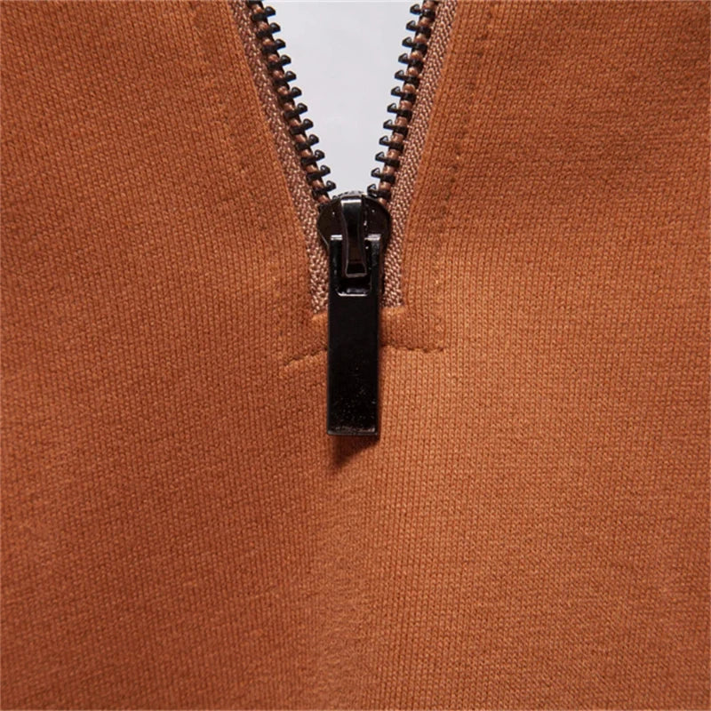 Jersey De Cuello Alto Para Hombre Con Cremallera Hasta El Pecho | Mangas Largas