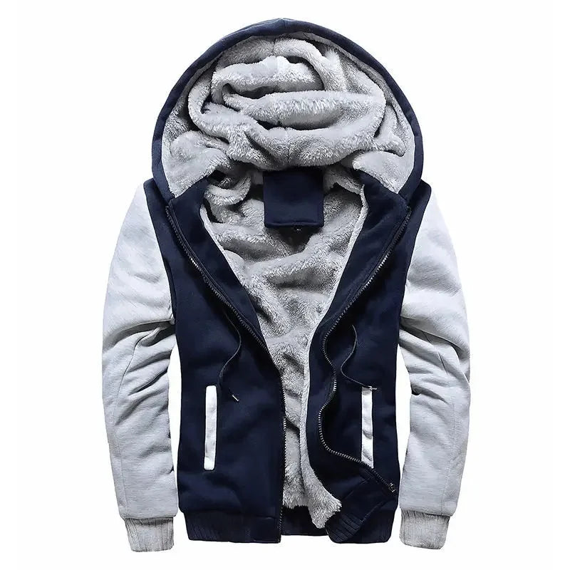 Chaqueta Cálida Con Cremallera Y Puños Acanalados Para Hombre | Capucha