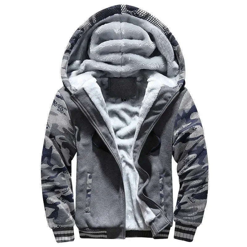 Chaqueta Cálida Con Cremallera Y Puños Acanalados Para Hombre | Capucha