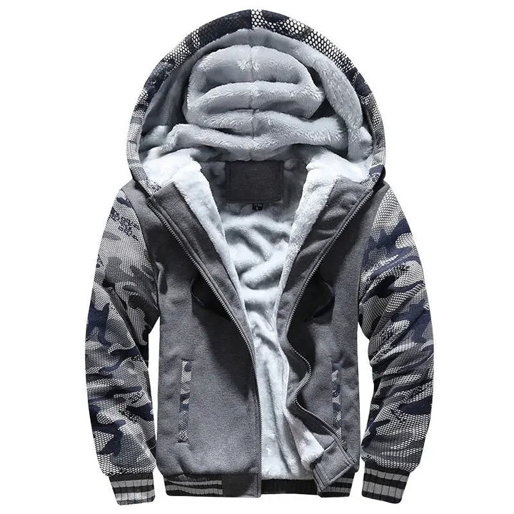 Chaqueta Cálida Con Cremallera Y Puños Acanalados Para Hombre | Capucha