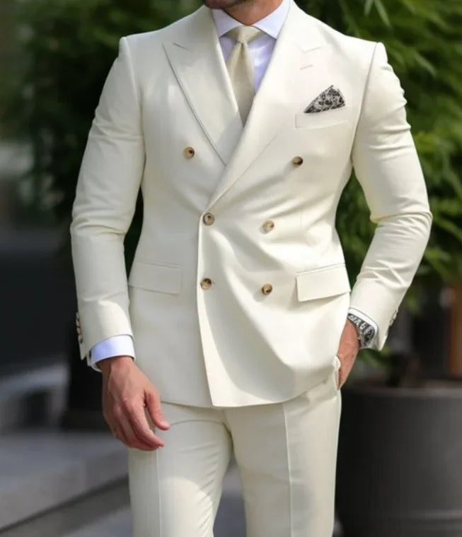 Traje De Invitados De Boda 2 Piezas Doble Botonadura | Elegante