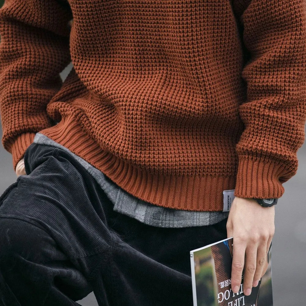 Jersey De Manga Larga De Punto Informal Para Hombre | De Gran Tamaño