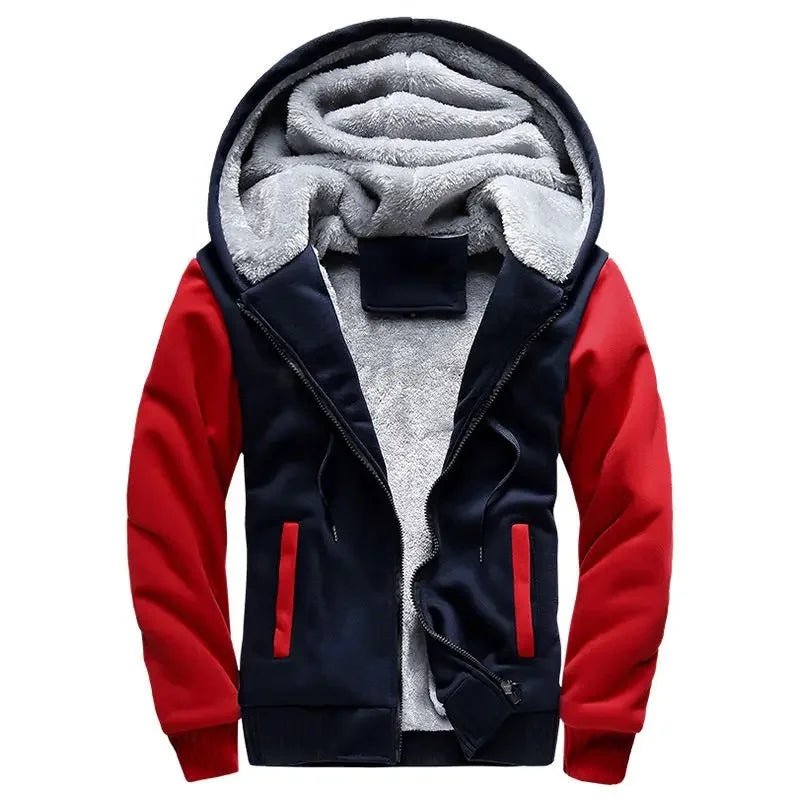 Chaqueta Cálida Con Cremallera Y Puños Acanalados Para Hombre | Capucha
