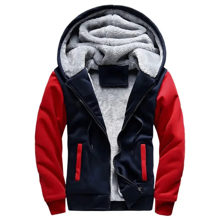 Chaqueta Cálida Con Cremallera Y Puños Acanalados Para Hombre | Capucha