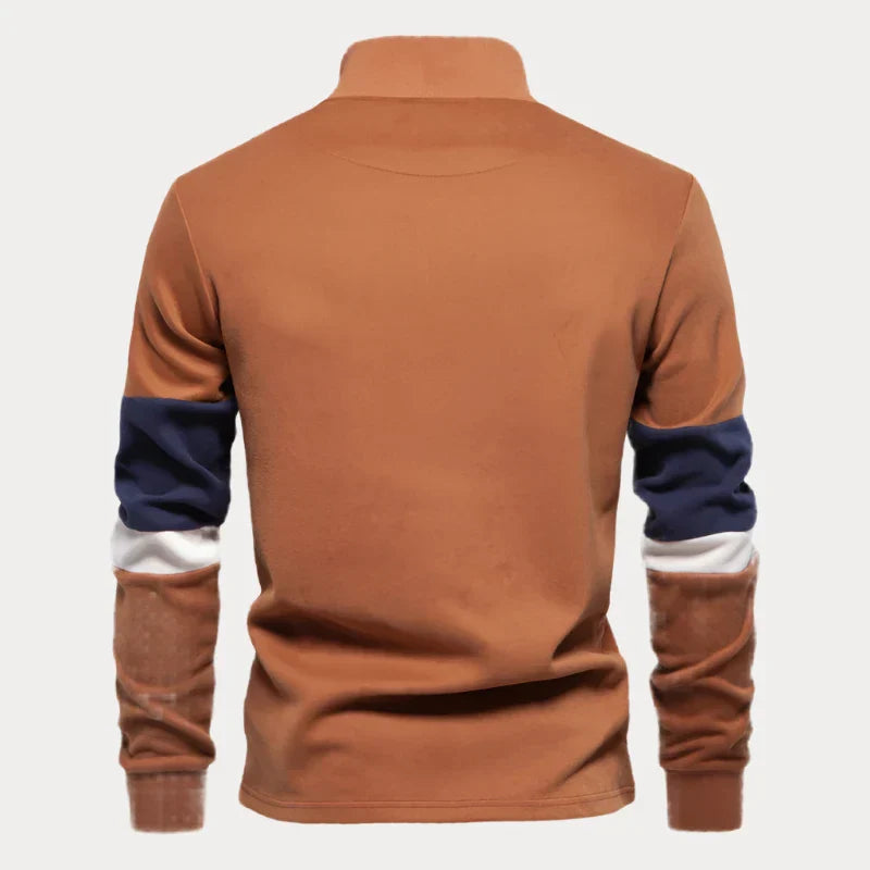 Jersey De Cuello Alto Para Hombre Con Cremallera Hasta El Pecho | Mangas Largas