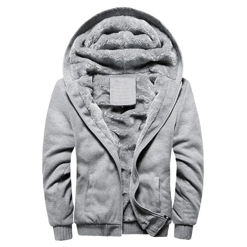 Chaqueta Cálida Con Cremallera Y Puños Acanalados Para Hombre | Capucha