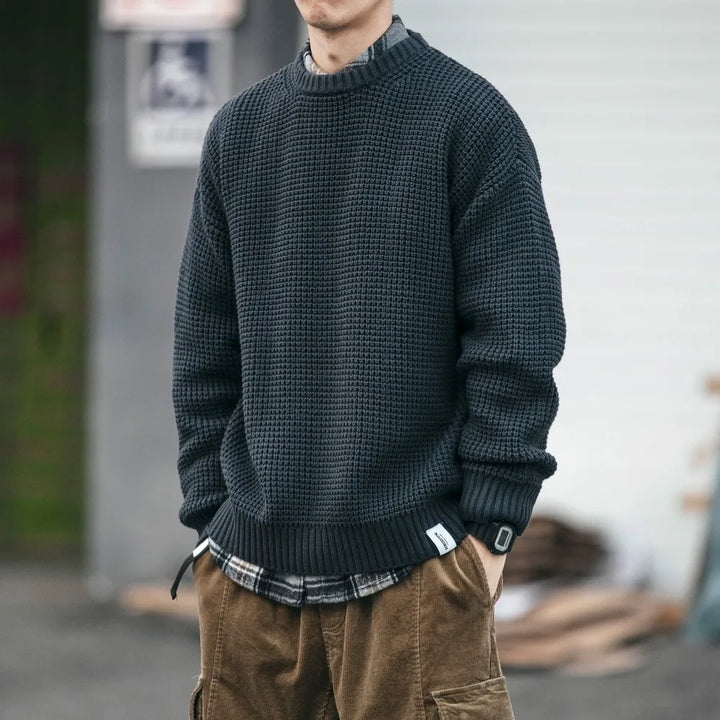 Jersey De Manga Larga De Punto Informal Para Hombre | De Gran Tamaño