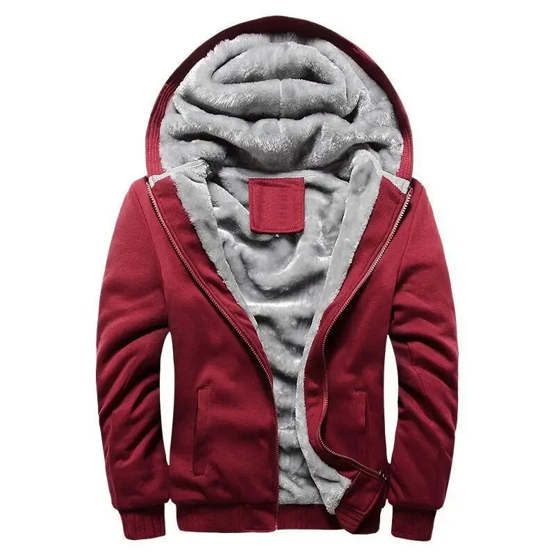 Chaqueta Cálida Con Cremallera Y Puños Acanalados Para Hombre | Capucha