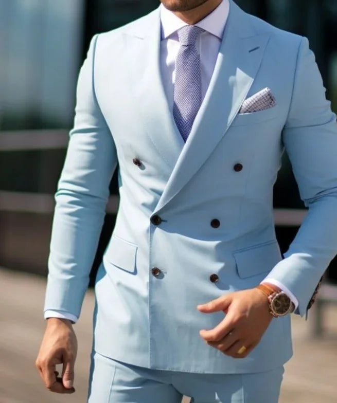 Traje De Invitados De Boda 2 Piezas Doble Botonadura | Elegante