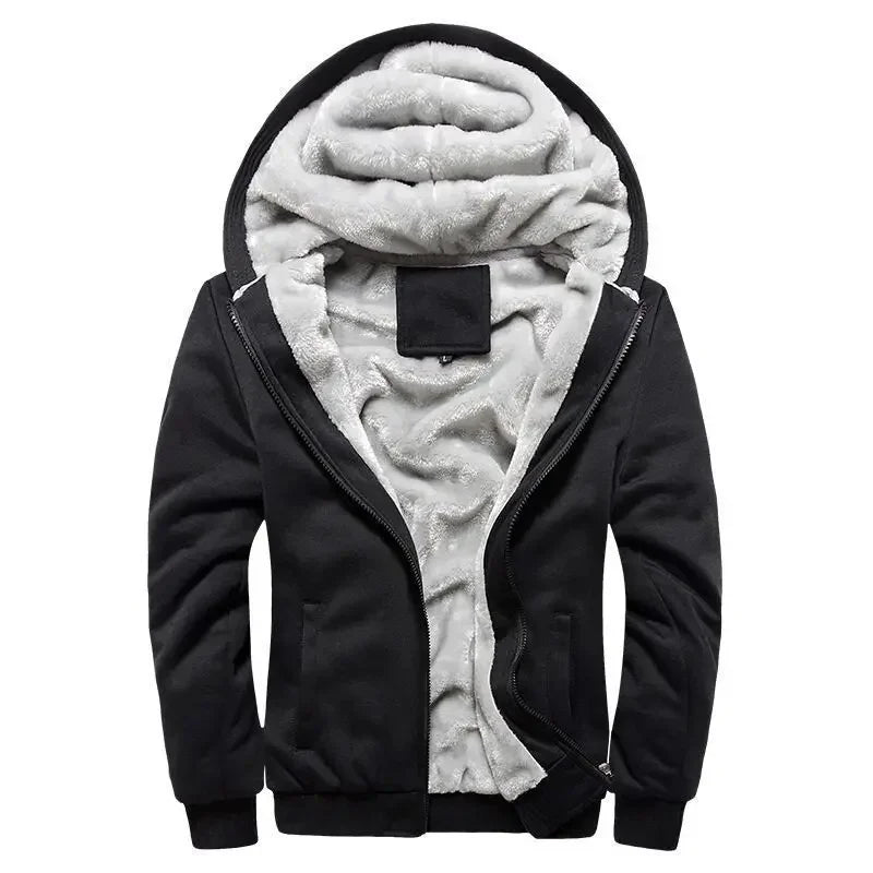 Chaqueta Cálida Con Cremallera Y Puños Acanalados Para Hombre | Capucha