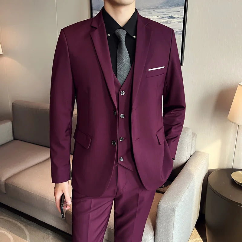 Traje De Invitados De Boda Formal De 3 Piezas Para Hombre | Empresas