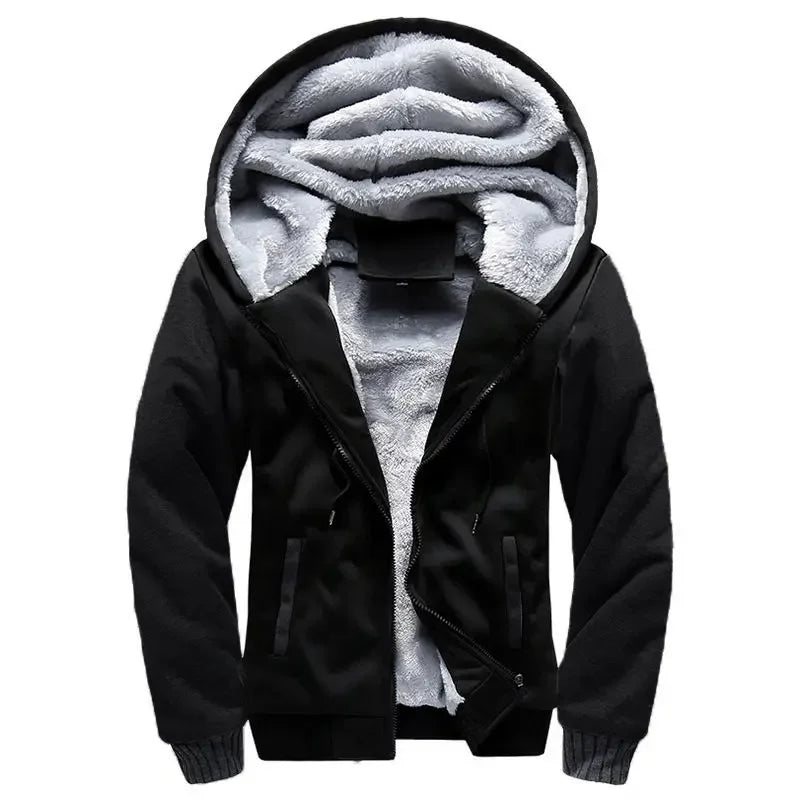 Chaqueta Cálida Con Cremallera Y Puños Acanalados Para Hombre | Capucha