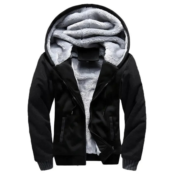Chaqueta Cálida Con Cremallera Y Puños Acanalados Para Hombre | Capucha