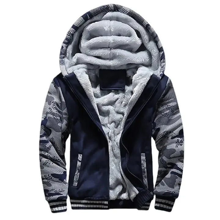 Chaqueta Cálida Con Cremallera Y Puños Acanalados Para Hombre | Capucha