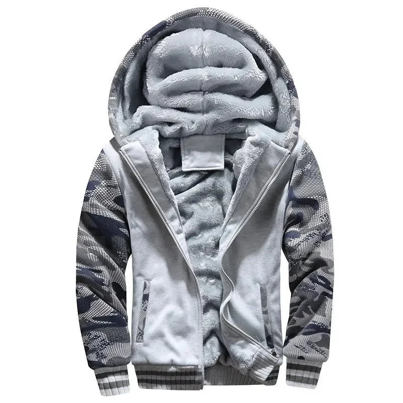 Chaqueta Cálida Con Cremallera Y Puños Acanalados Para Hombre | Capucha