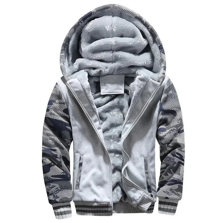 Chaqueta Cálida Con Cremallera Y Puños Acanalados Para Hombre | Capucha