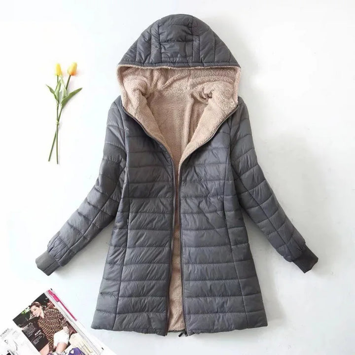 Chaqueta Con Capucha Y Cremallera Para Mujer | Mangas Acanaladas
