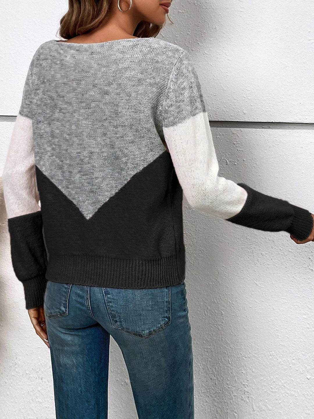 Jersey De Punto Con Bloques De Color Para Mujer | Mangas Largas