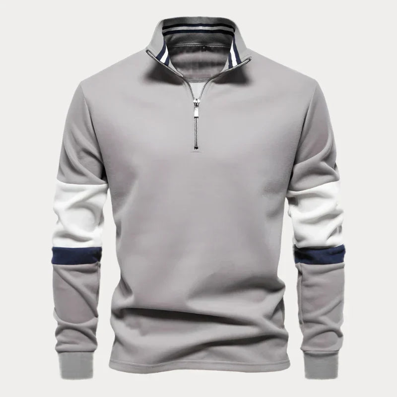 Jersey De Cuello Alto Para Hombre Con Cremallera Hasta El Pecho | Mangas Largas