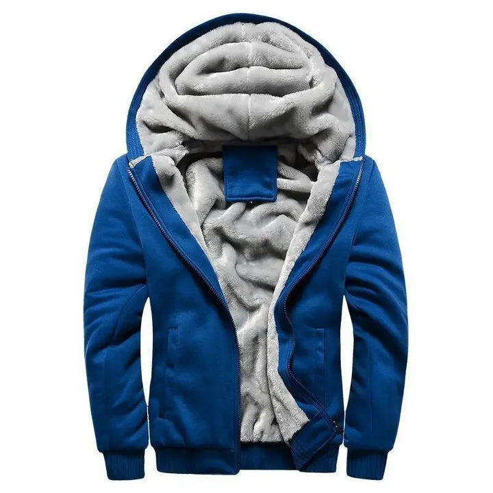 Chaqueta Cálida Con Cremallera Y Puños Acanalados Para Hombre | Capucha