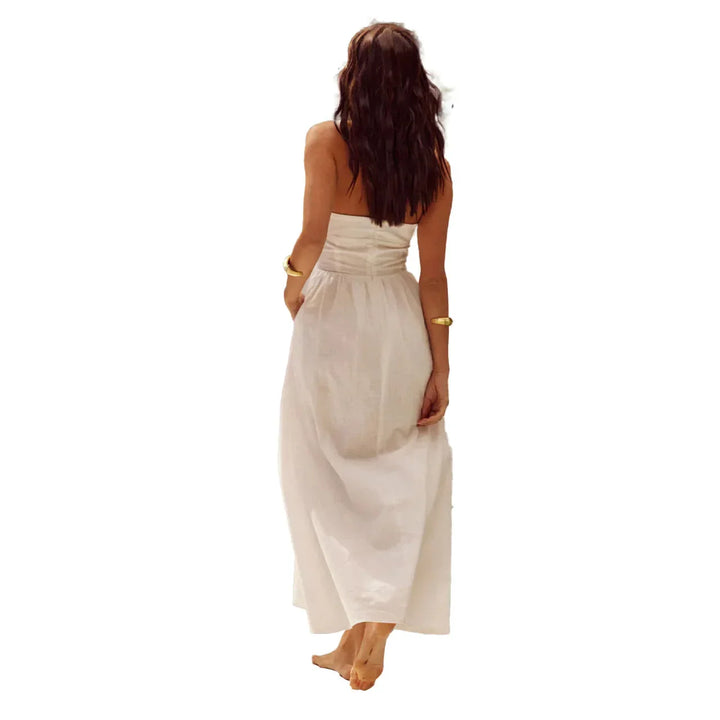 Vestido Elegante Sin Mangas Con Cuello Halter Para Mujer | Maxi