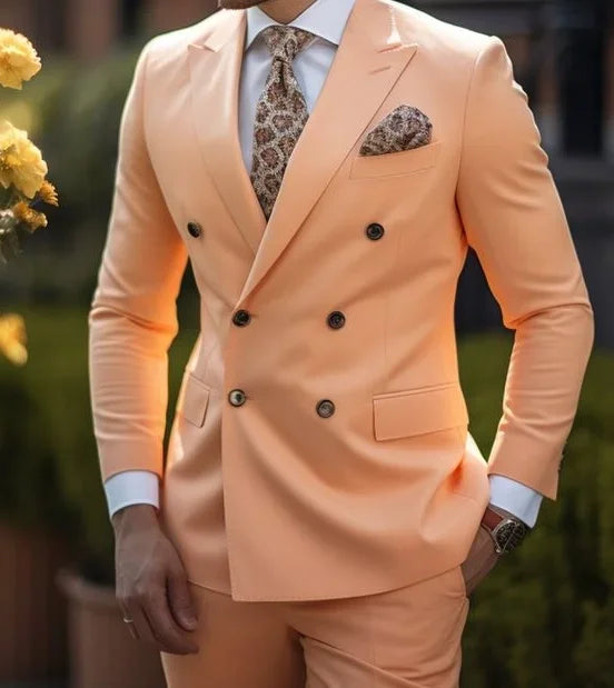 Traje De Invitados De Boda 2 Piezas Doble Botonadura | Elegante