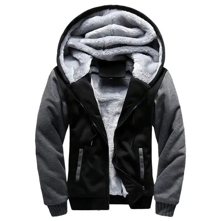 Chaqueta Cálida Con Cremallera Y Puños Acanalados Para Hombre | Capucha