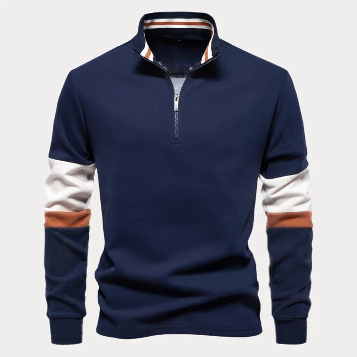 Jersey De Cuello Alto Para Hombre Con Cremallera Hasta El Pecho | Mangas Largas