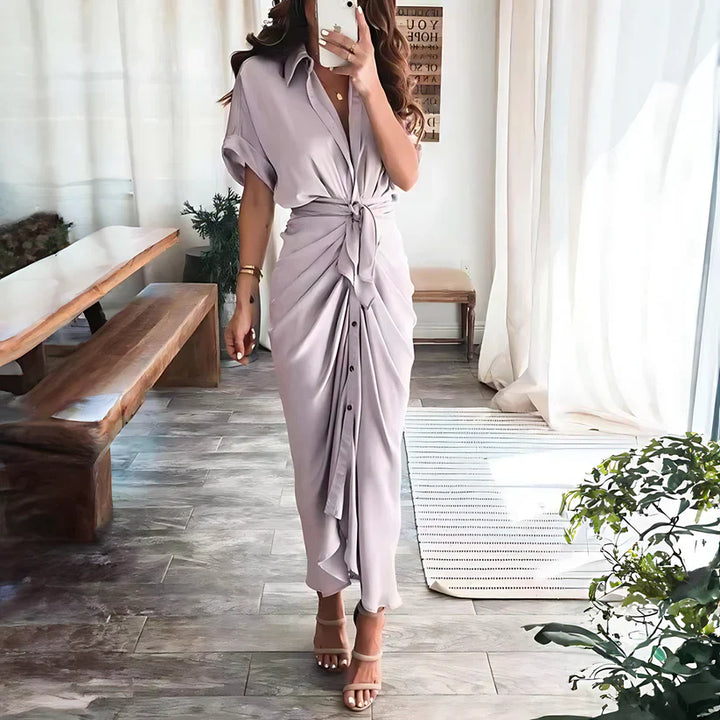Mujeres Elegante Botón Abajo Vestido Camisa | Midi