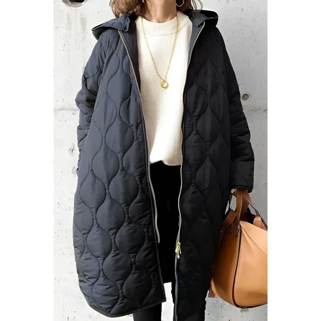 Chaqueta Acolchada Larga Para Mujer | Capucha