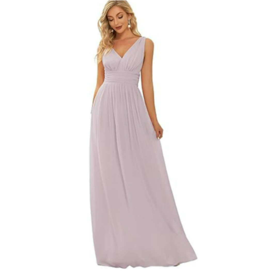 Vestido De Noche Plisado Sin Mangas Para Mujer | Maxi