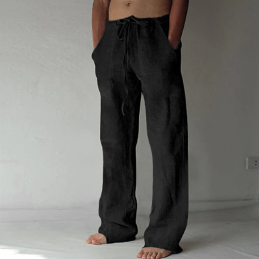 Pantalones Casuales De Pierna Recta Para Hombre | Cordón