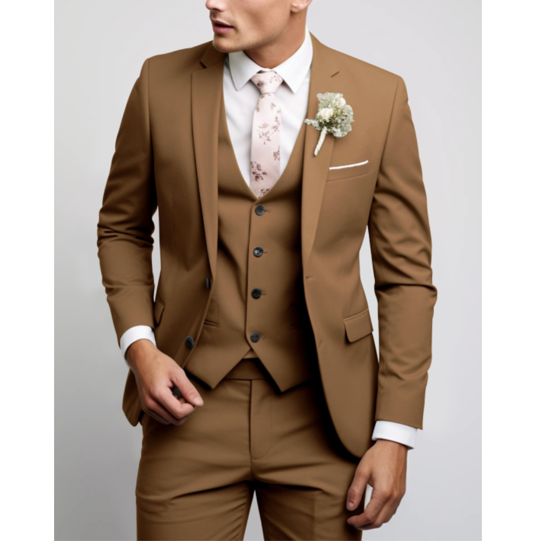 Traje Formal Invitado De Boda De Tres Piezas Para Hombre | Corte Ajustado