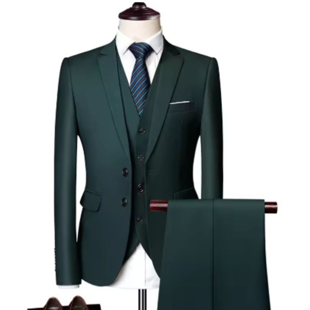 Zestaw 3-częściowy garnitur formalny dla gościa weselnego dla mężczyzn | Dopasowany krój