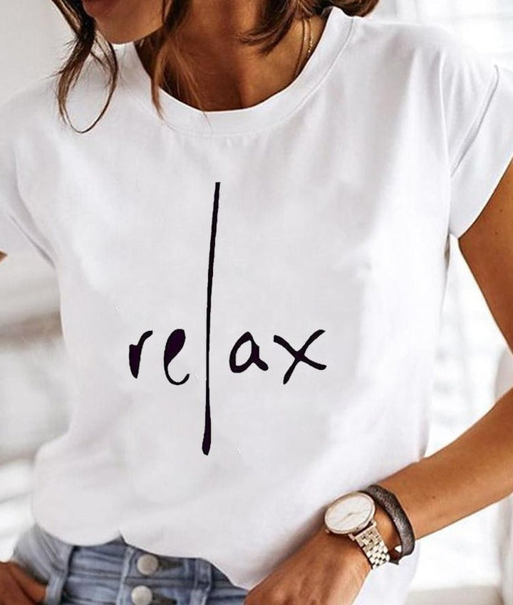 Camiseta De Verano Con Cuello Redondo Para Mujer | Blanca