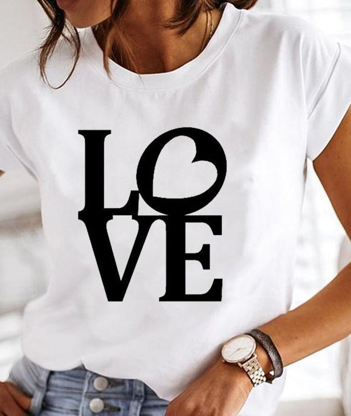 Camiseta De Verano Con Cuello Redondo Para Mujer | Blanca