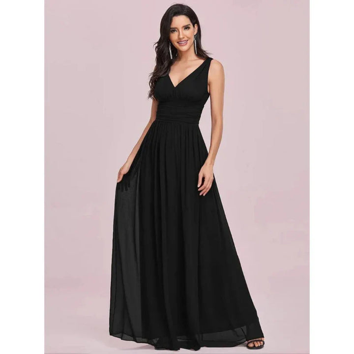 Vestido De Noche Plisado Sin Mangas Para Mujer | Maxi