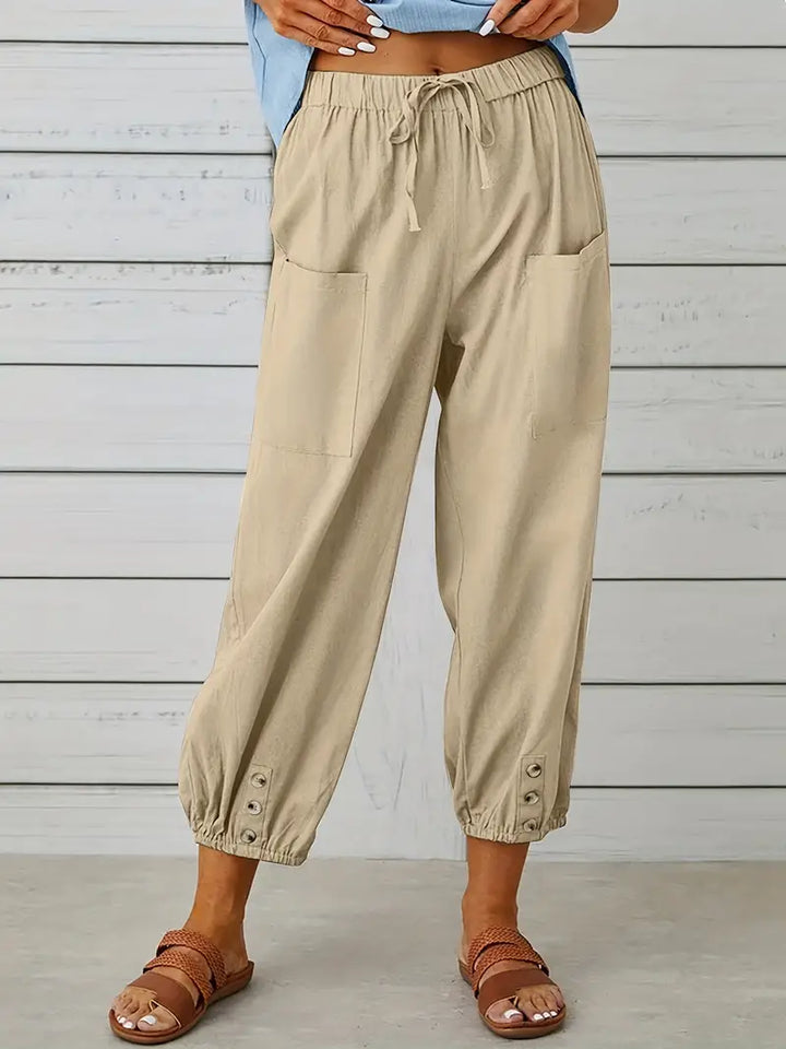 Pantalones De Verano Con Bolsillo Delantero Para Mujer | Cordón Ajustable