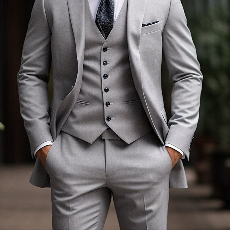 Traje Para Invitado De Boda Informal De Tres Piezas Para Hombre | Clásico